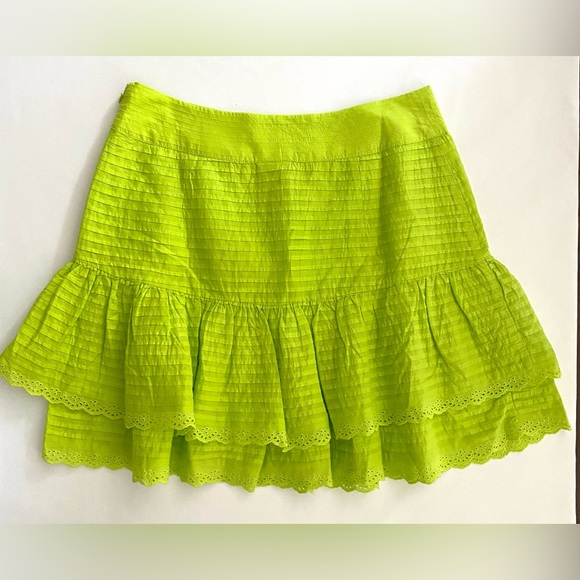 FARM Rio Neon Green Ruffled Mini Skirt size Large - Picture 6 of 11